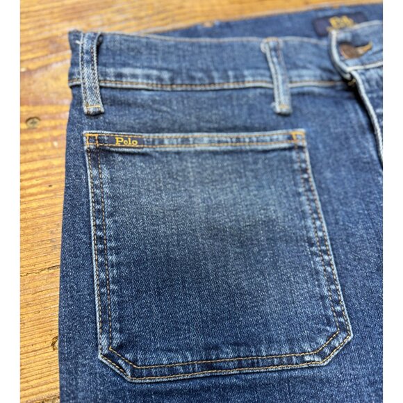 Polo Ralph Lauren Wide Leg Flare Jeans 31 Blue Stretch Denim - Picture 4 of 9